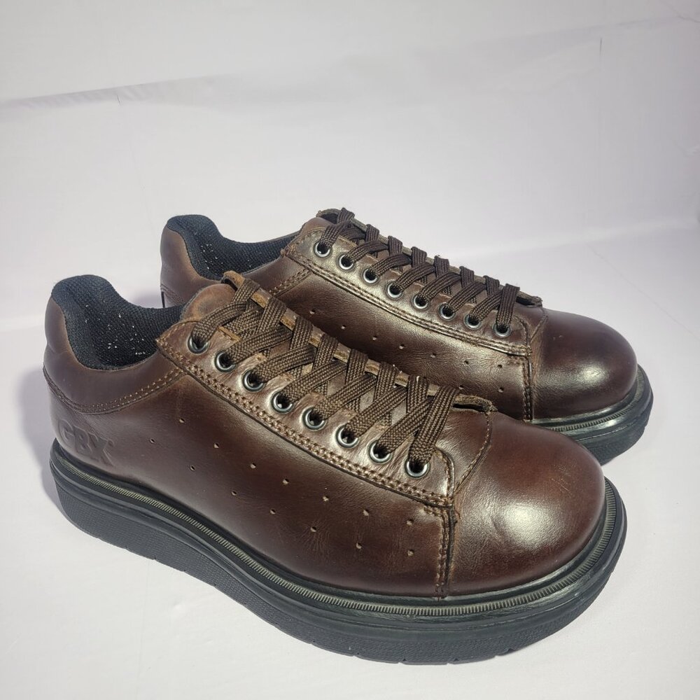 GBX 316301 Men's US Size 10M Brown Leather Lace Up Round Toe Sneaker Shoes - Picture 8 of 11